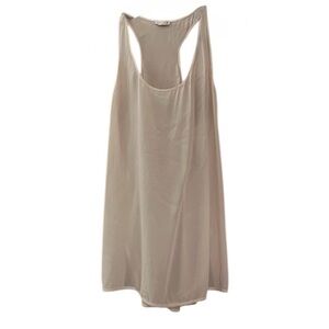 Club Monaco 100% Silk Ivory Semi-Sheer Racerback Tank, Size Small